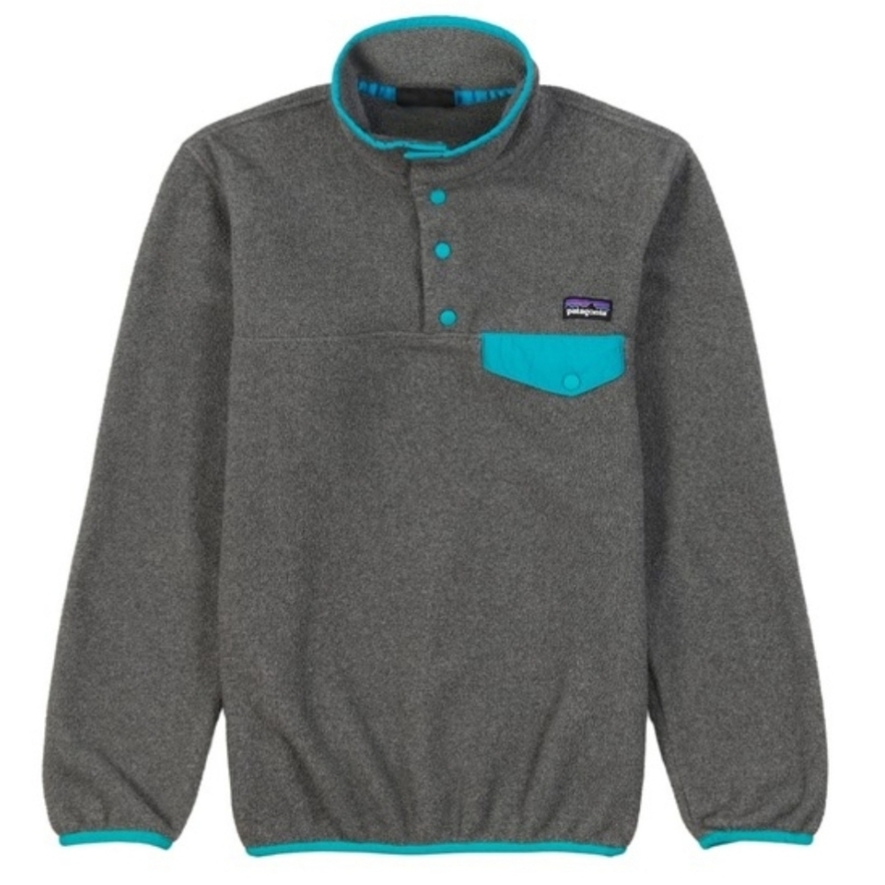 Womens Patagonia Synchilla Snap-T Pullover Fleece Size Large Grey Teal
